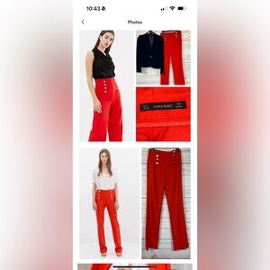 Zara high rise and waisted sailor pants with gold buttons.